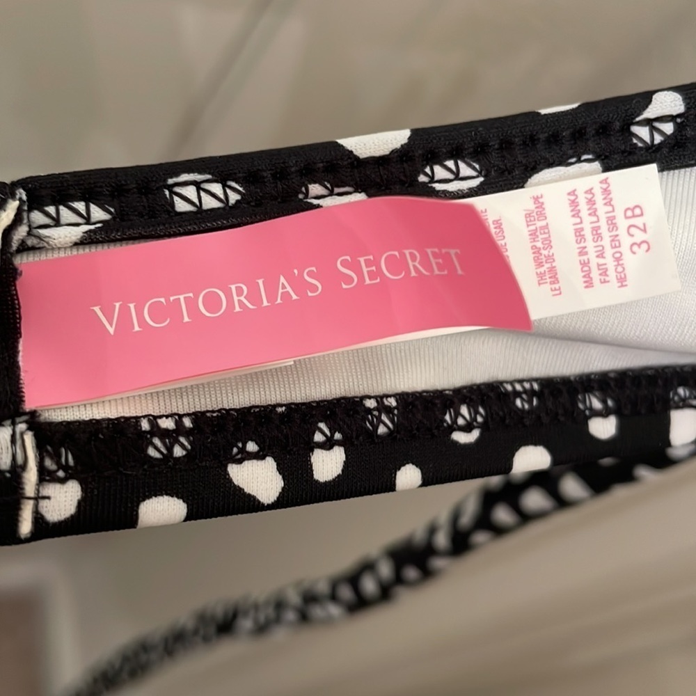VICTORIA’S SECRET polka dot halter string swim bikini top in women’s size 32B - Picture 7 of 8